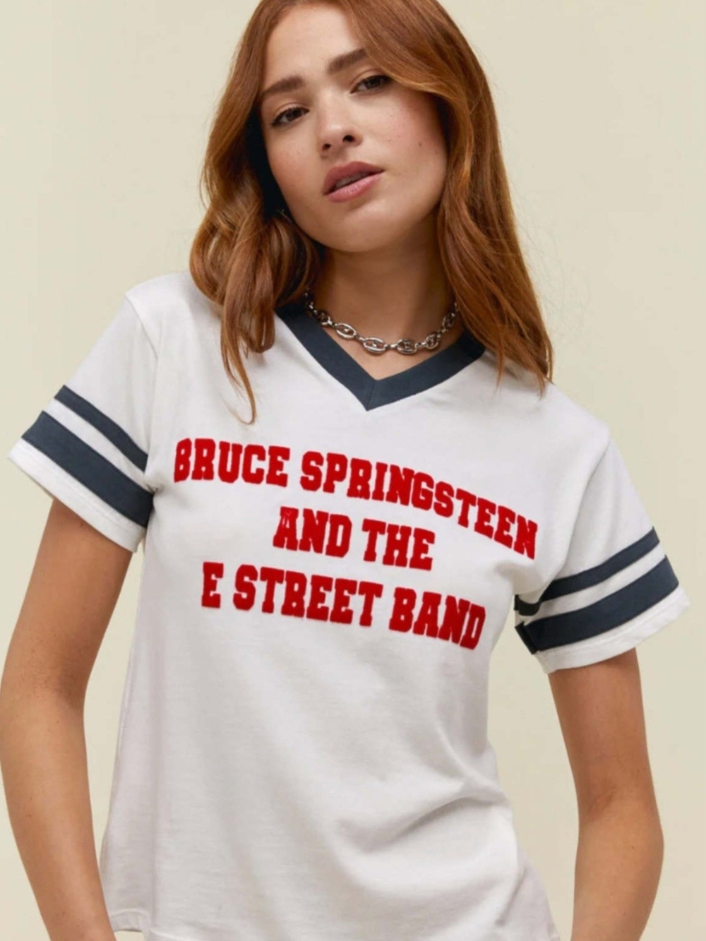 Daydreamer White Tee with Dark Green Trim
